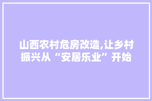 山西农村危房改造,让乡村振兴从“安居乐业”开始