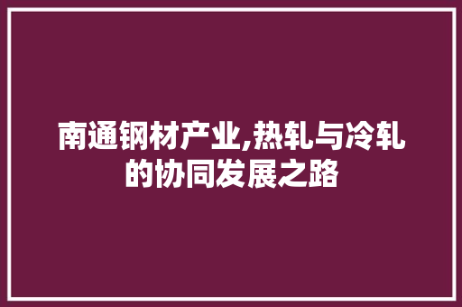 南通钢材产业,热轧与冷轧的协同发展之路