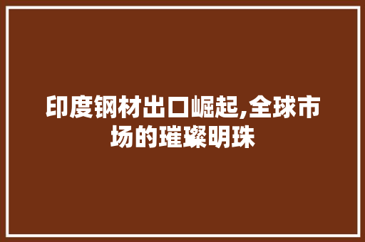印度钢材出口崛起,全球市场的璀璨明珠 装修材料