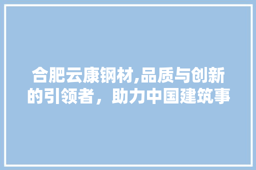 合肥云康钢材,品质与创新的引领者，助力中国建筑事业腾飞