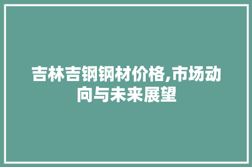 吉林吉钢钢材价格,市场动向与未来展望