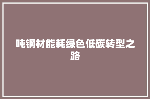 吨钢材能耗绿色低碳转型之路
