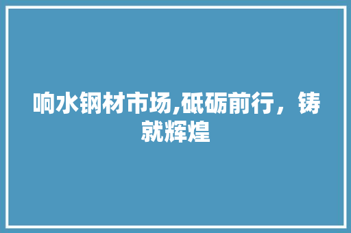 响水钢材市场,砥砺前行，铸就辉煌