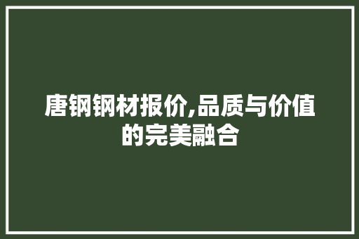 唐钢钢材报价,品质与价值的完美融合