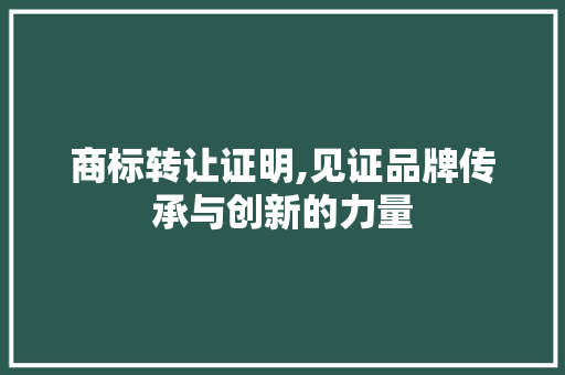 商标转让证明,见证品牌传承与创新的力量