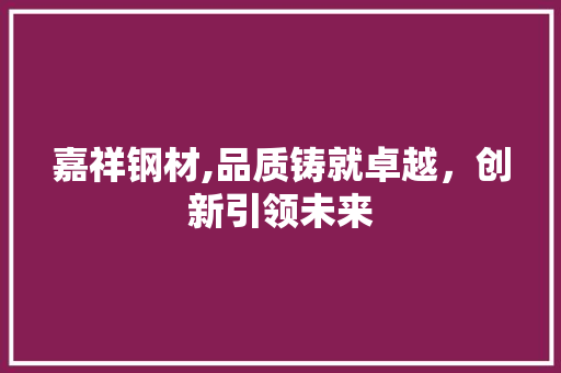 嘉祥钢材,品质铸就卓越，创新引领未来