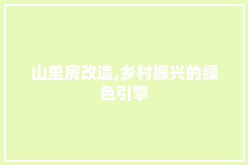 山里房改造,乡村振兴的绿色引擎 墙面装饰