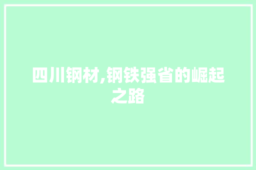 四川钢材,钢铁强省的崛起之路