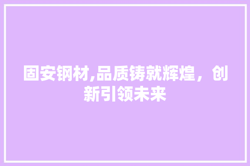 固安钢材,品质铸就辉煌，创新引领未来