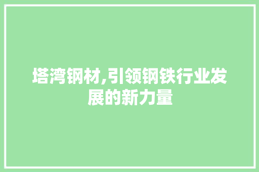 塔湾钢材,引领钢铁行业发展的新力量