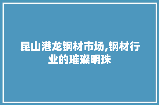 昆山港龙钢材市场,钢材行业的璀璨明珠