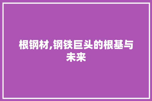 根钢材,钢铁巨头的根基与未来 建筑设计