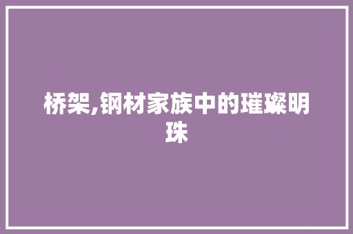 桥架,钢材家族中的璀璨明珠