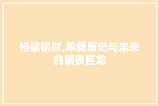 桥梁钢材,承载历史与未来的钢铁巨龙