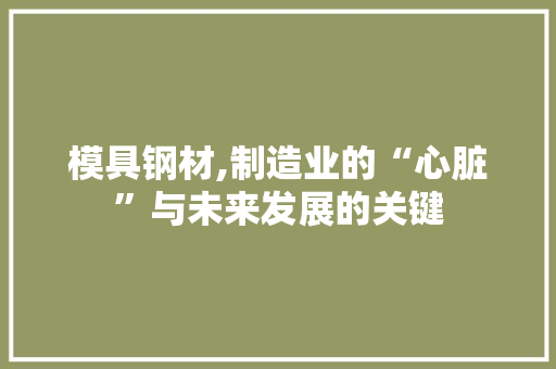 模具钢材,制造业的“心脏”与未来发展的关键