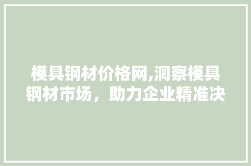 模具钢材价格网,洞察模具钢材市场，助力企业精准决策