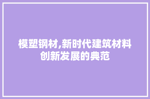 模塑钢材,新时代建筑材料创新发展的典范