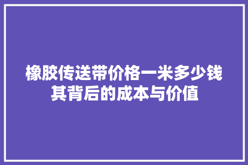 橡胶传送带价格一米多少钱其背后的成本与价值 装修材料