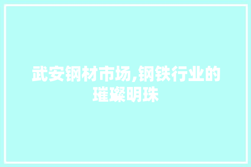 武安钢材市场,钢铁行业的璀璨明珠