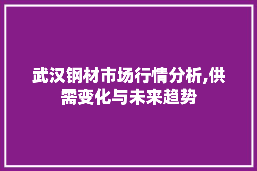 武汉钢材市场行情分析,供需变化与未来趋势