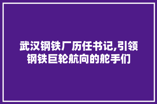 武汉钢铁厂历任书记,引领钢铁巨轮航向的舵手们