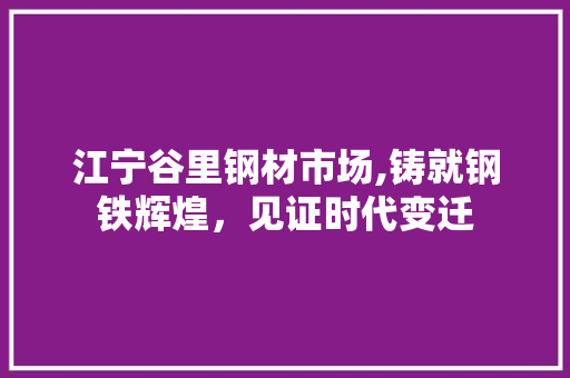 江宁谷里钢材市场,铸就钢铁辉煌，见证时代变迁