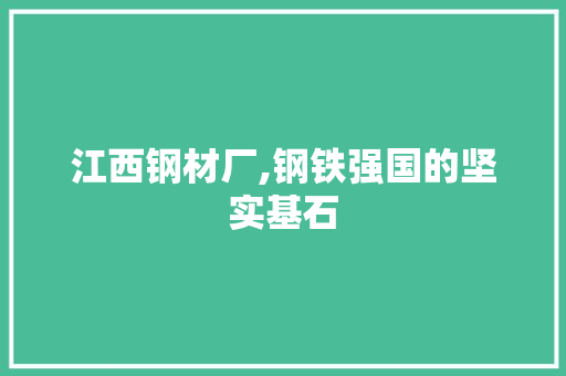 江西钢材厂,钢铁强国的坚实基石