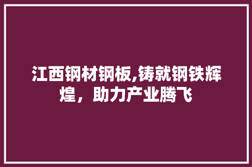 江西钢材钢板,铸就钢铁辉煌，助力产业腾飞