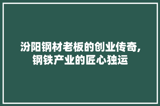 汾阳钢材老板的创业传奇,钢铁产业的匠心独运