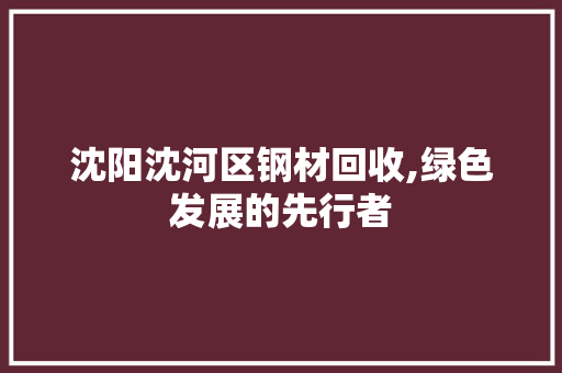 沈阳沈河区钢材回收,绿色发展的先行者
