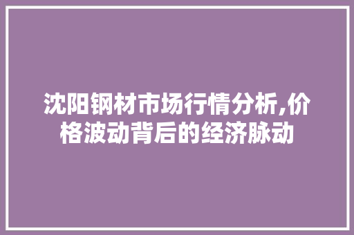 沈阳钢材市场行情分析,价格波动背后的经济脉动