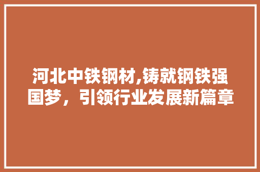 河北中铁钢材,铸就钢铁强国梦，引领行业发展新篇章