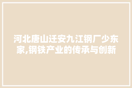 河北唐山迁安九江钢厂少东家,钢铁产业的传承与创新