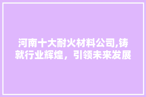 河南十大耐火材料公司,铸就行业辉煌，引领未来发展