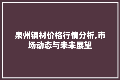 泉州钢材价格行情分析,市场动态与未来展望