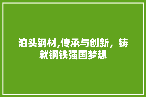 泊头钢材,传承与创新，铸就钢铁强国梦想