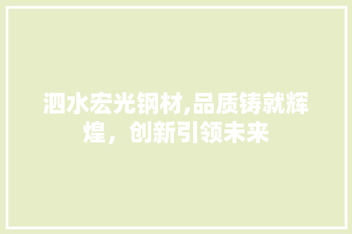 泗水宏光钢材,品质铸就辉煌，创新引领未来