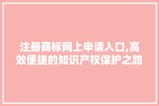 注册商标网上申请入口,高效便捷的知识产权保护之路