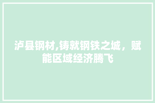 泸县钢材,铸就钢铁之城，赋能区域经济腾飞