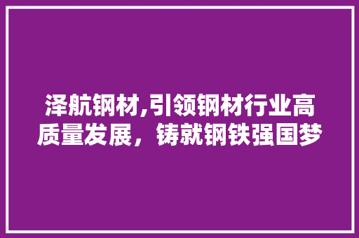泽航钢材,引领钢材行业高质量发展，铸就钢铁强国梦