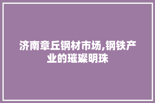 济南章丘钢材市场,钢铁产业的璀璨明珠
