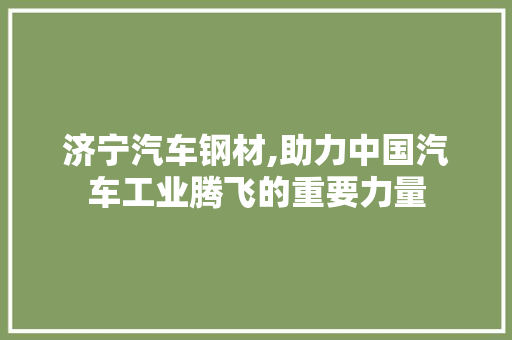 济宁汽车钢材,助力中国汽车工业腾飞的重要力量