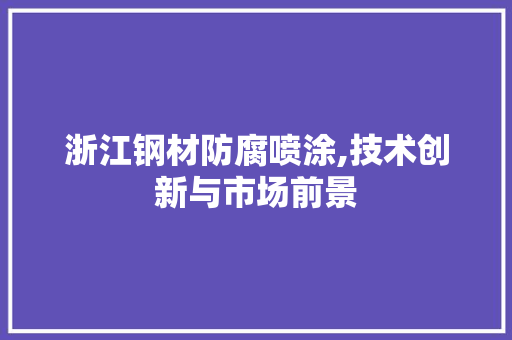 浙江钢材防腐喷涂,技术创新与市场前景