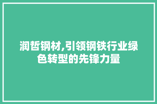 润哲钢材,引领钢铁行业绿色转型的先锋力量