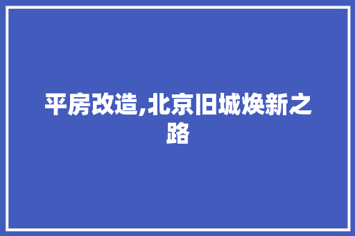 平房改造,北京旧城焕新之路