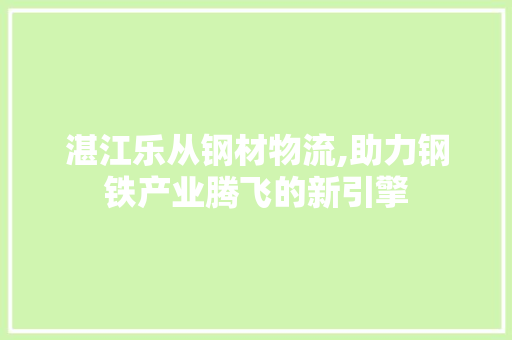 湛江乐从钢材物流,助力钢铁产业腾飞的新引擎 地面装修