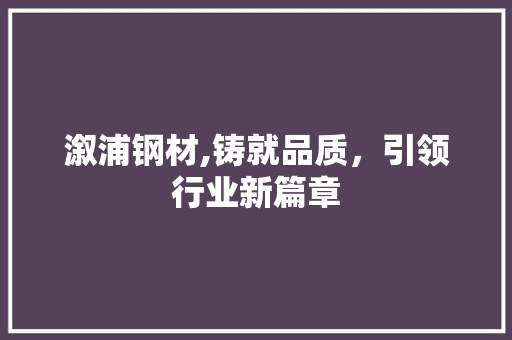 溆浦钢材,铸就品质，引领行业新篇章