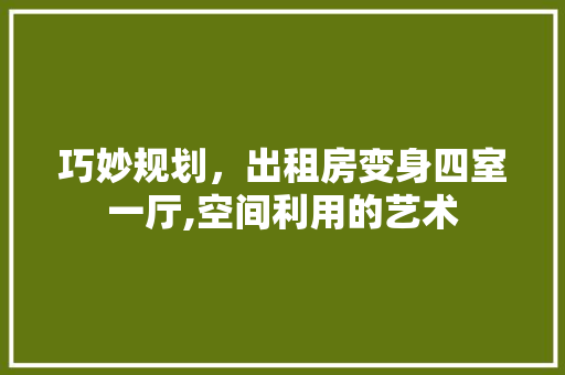巧妙规划，出租房变身四室一厅,空间利用的艺术