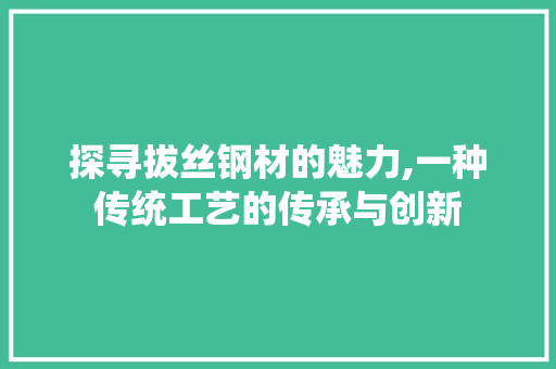 探寻拔丝钢材的魅力,一种传统工艺的传承与创新