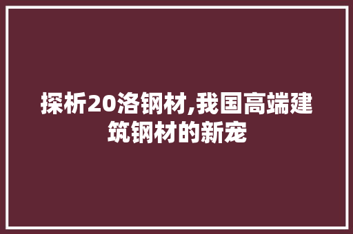 探析20洛钢材,我国高端建筑钢材的新宠